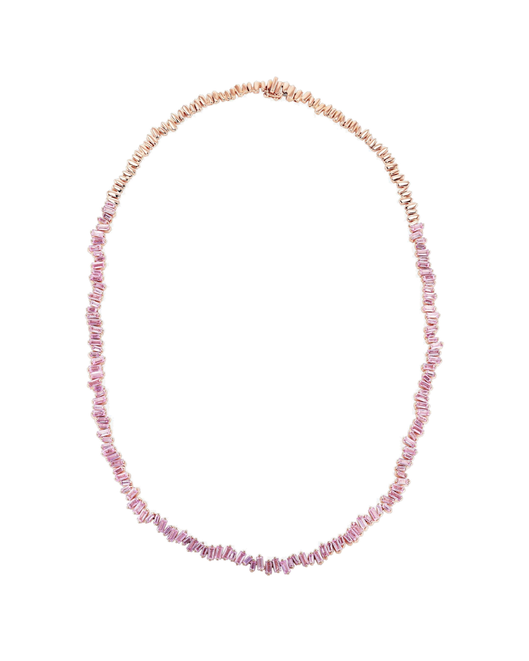 Suzanne Kalan Bold Pink Sapphire Tennis Necklace in 18K Rose Gold Suzanne Kalan Bold Pink Sapphire Tennis Necklace in 18K Rose Gold | Fine Necklaces | Coveti