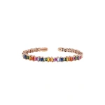 Suzanne Kalan Bold Rainbow Sapphire Bangle in 18K Rose Gold | Fine Bracelets | Coveti