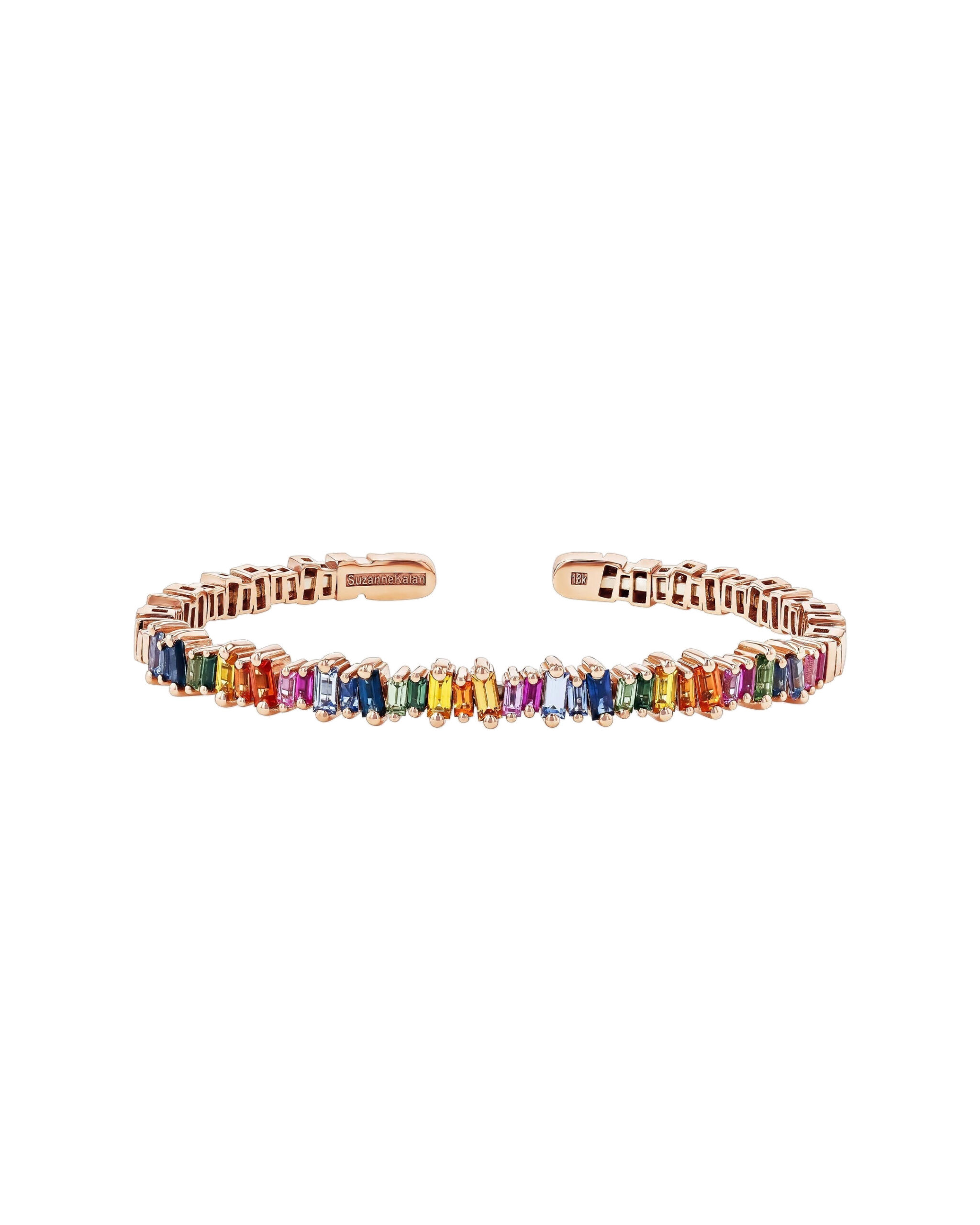 Suzanne Kalan Bold Rainbow Sapphire Bangle in 18K Rose Gold Suzanne Kalan Bold Rainbow Sapphire Bangle in 18K Rose Gold | Fine Bracelets | Coveti