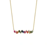 Suzanne Kalan Bold Rainbow Sapphire Bar Pendant in 18K Yellow Gold | Fine Necklaces | Coveti