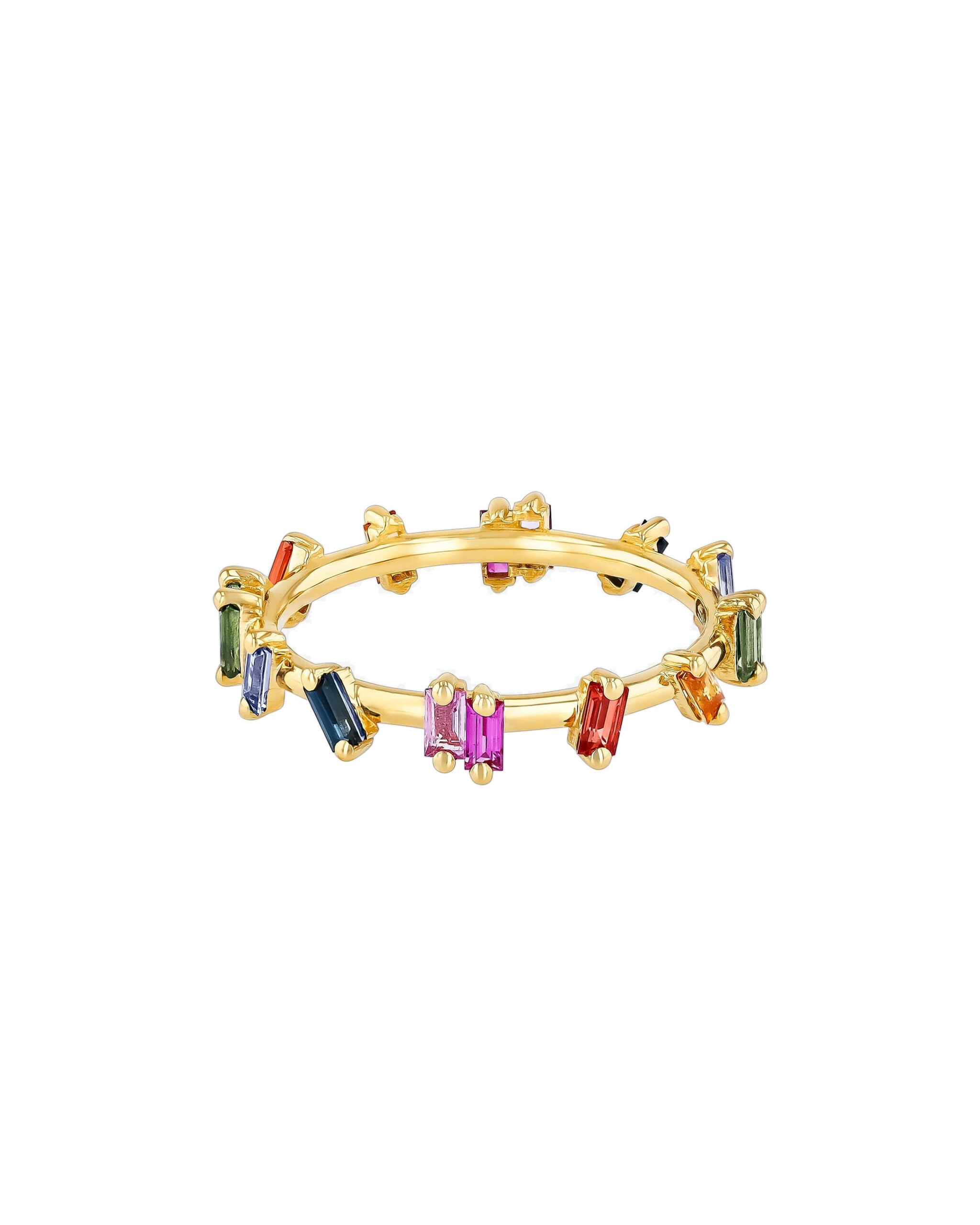 Suzanne Kalan Bold Rainbow Sapphire Barbwire Band in 18K Yellow Gold Suzanne Kalan Bold Rainbow Sapphire Barbwire Band in 18K Yellow Gold | Fine Rings | Coveti