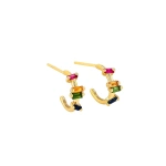 Suzanne Kalan Bold Rainbow Sapphire Barbwire Mini Hoops in 18K Yellow Gold | Fine Earrings | Coveti