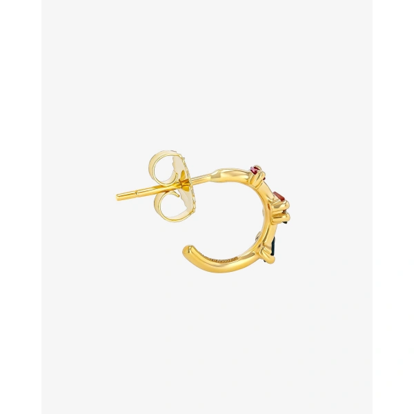 Suzanne Kalan Bold Rainbow Sapphire Barbwire Mini Hoops in 18K Yellow Gold | Fine Earrings | Coveti
