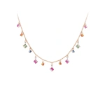 Suzanne Kalan Bold Rainbow Sapphire Cascade Necklace in 18K Rose Gold | Fine Necklaces | Coveti