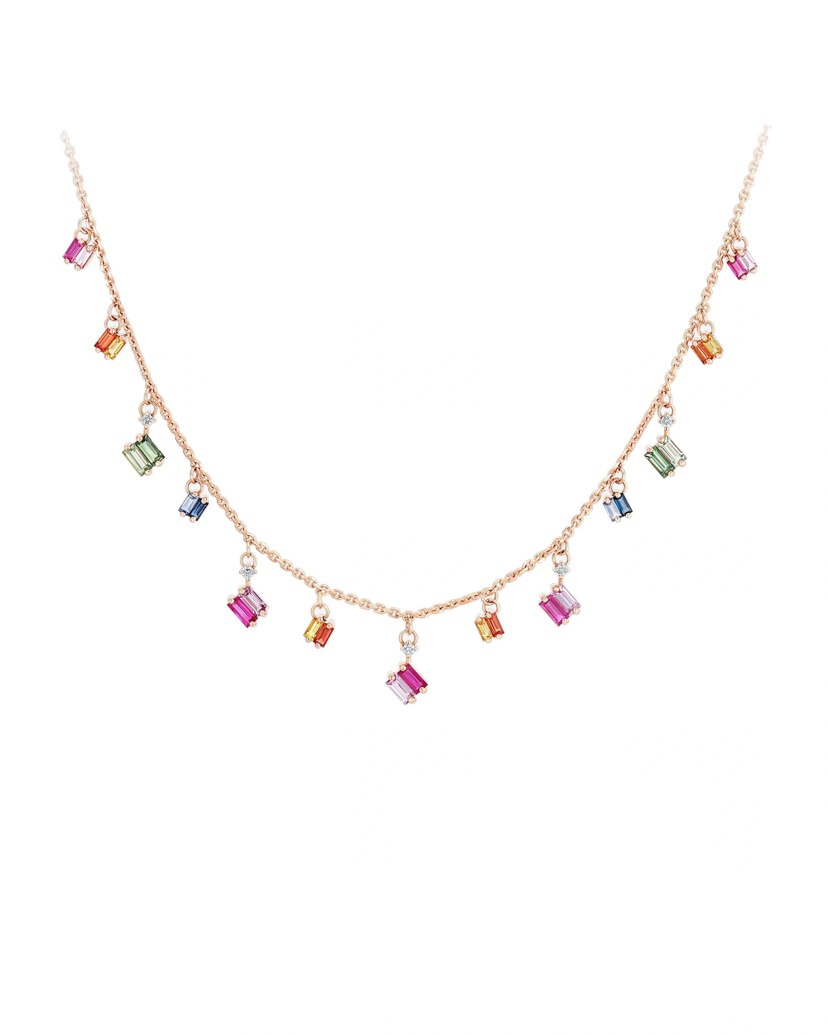 Suzanne Kalan Bold Rainbow Sapphire Cascade Necklace in 18K Rose Gold Suzanne Kalan Bold Rainbow Sapphire Cascade Necklace in 18K Rose Gold | Fine Necklaces | Coveti