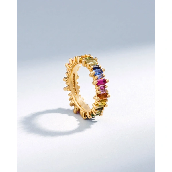 Suzanne Kalan Bold Rainbow Sapphire Eternity Band in 18K Yellow Gold | Fine Rings | Coveti