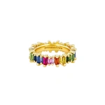 Suzanne Kalan Bold Rainbow Sapphire Eternity Band in 18K Yellow Gold | Fine Rings | Coveti