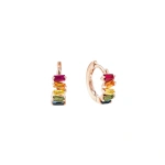 Suzanne Kalan Bold Rainbow Sapphire Huggies in 18K Rose Gold | Fine Earrings | Coveti