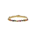 Suzanne Kalan Bold Rainbow Sapphire Tennis Bracelet in 18K Yellow Gold | Fine Bracelets | Coveti