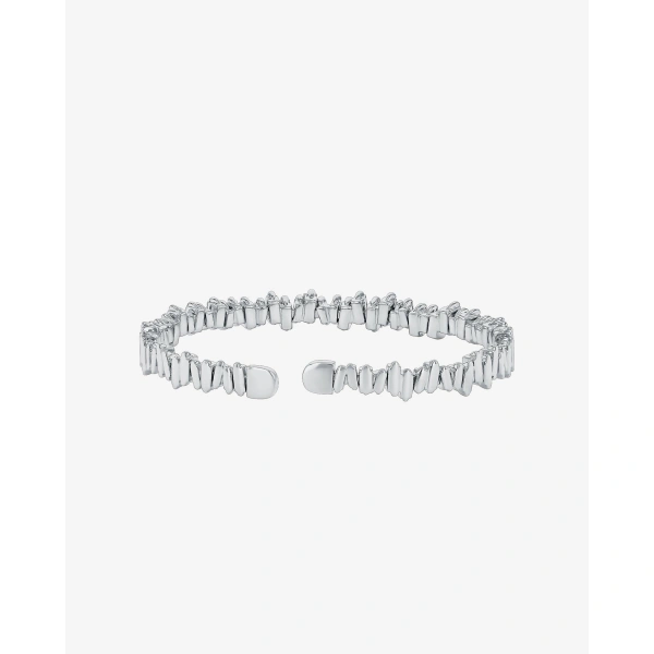 Suzanne Kalan Bold Reborn Diamond Bangle in 18K White Gold | Fine Bracelets | Coveti