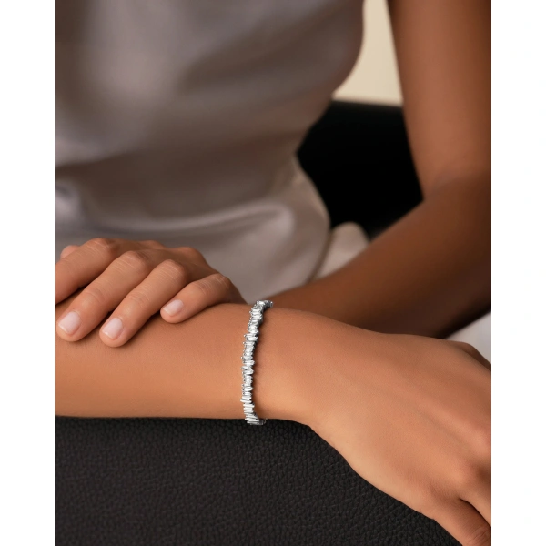 Suzanne Kalan Bold Reborn Diamond Bangle in 18K White Gold | Fine Bracelets | Coveti