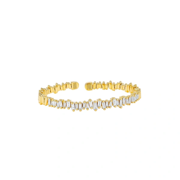 Suzanne Kalan Bold Reborn Diamond Bangle in 18K Yellow Gold | Fine Bracelets | Coveti