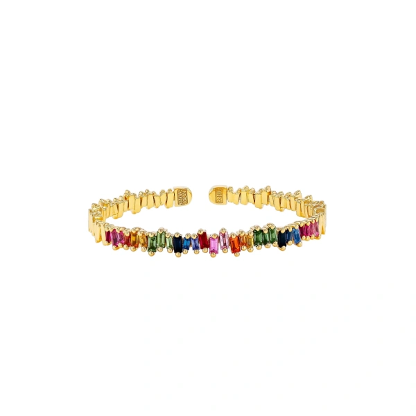 Bold Reborn Rainbow Sapphire Bangle in 18K Yellow Gold