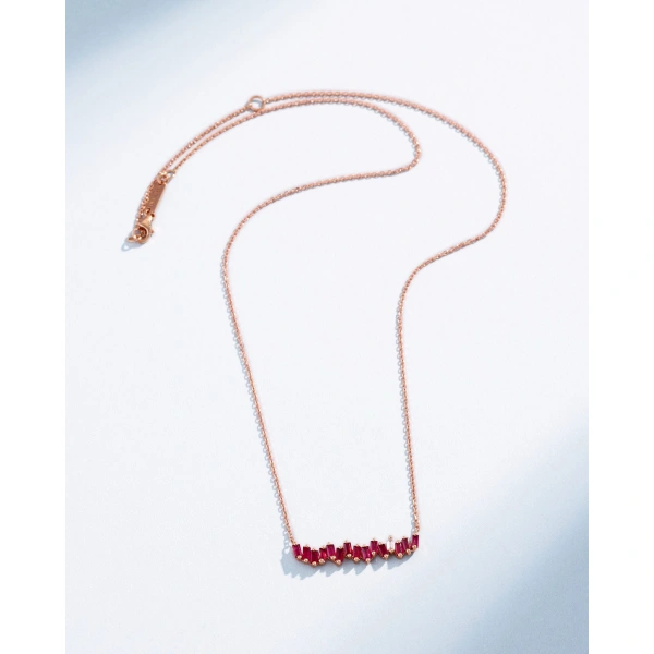 Suzanne Kalan Bold Ruby Bar Pendant in 18K Rose Gold | Fine Necklaces | Coveti