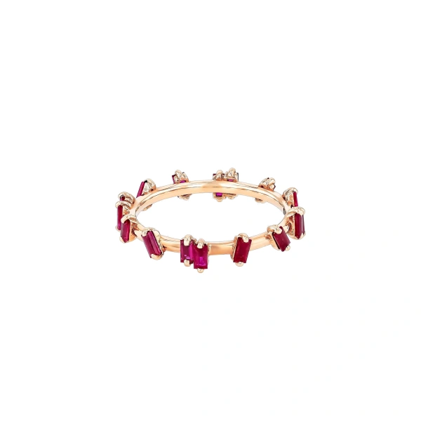 Suzanne Kalan Bold Ruby Barbwire Band in 18K Rose Gold | Fine Rings | Coveti