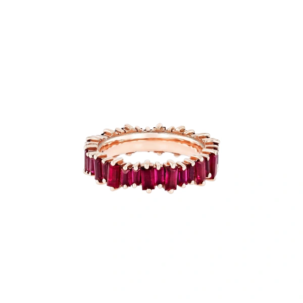Bold Ruby Eternity Band in 18K Rose Gold