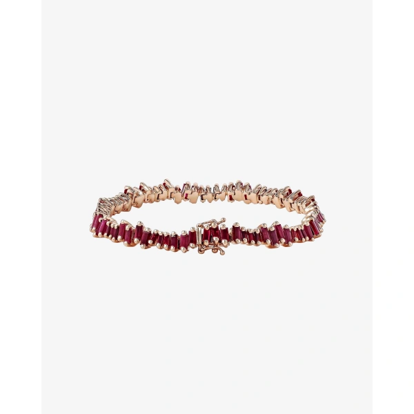 Suzanne Kalan Bold Ruby Tennis Bracelet in 18K Rose Gold | Fine Bracelets | Coveti