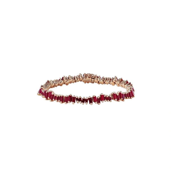 Suzanne Kalan Bold Ruby Tennis Bracelet in 18K Rose Gold | Fine Bracelets | Coveti