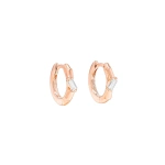 Suzanne Kalan Bold Single Diamond Huggies in 18K Rose Gold | Fine Earrings | Coveti