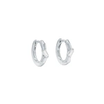 Suzanne Kalan Bold Single Diamond Huggies in 18K White Gold | Fine Earrings | Coveti