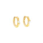 Suzanne Kalan Bold Single Diamond Huggies in 18K Yellow Gold | Fine Earrings | Coveti