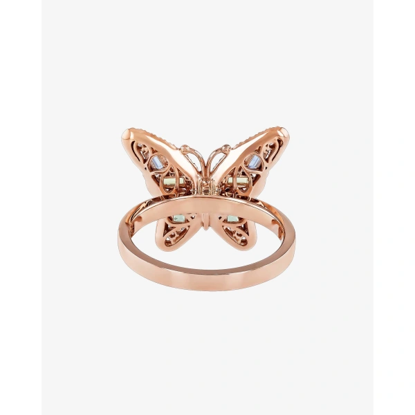 Suzanne Kalan Bold Small Butterfly Pastel Sapphire Ring in 18K Rose Gold | Fine Rings | Coveti