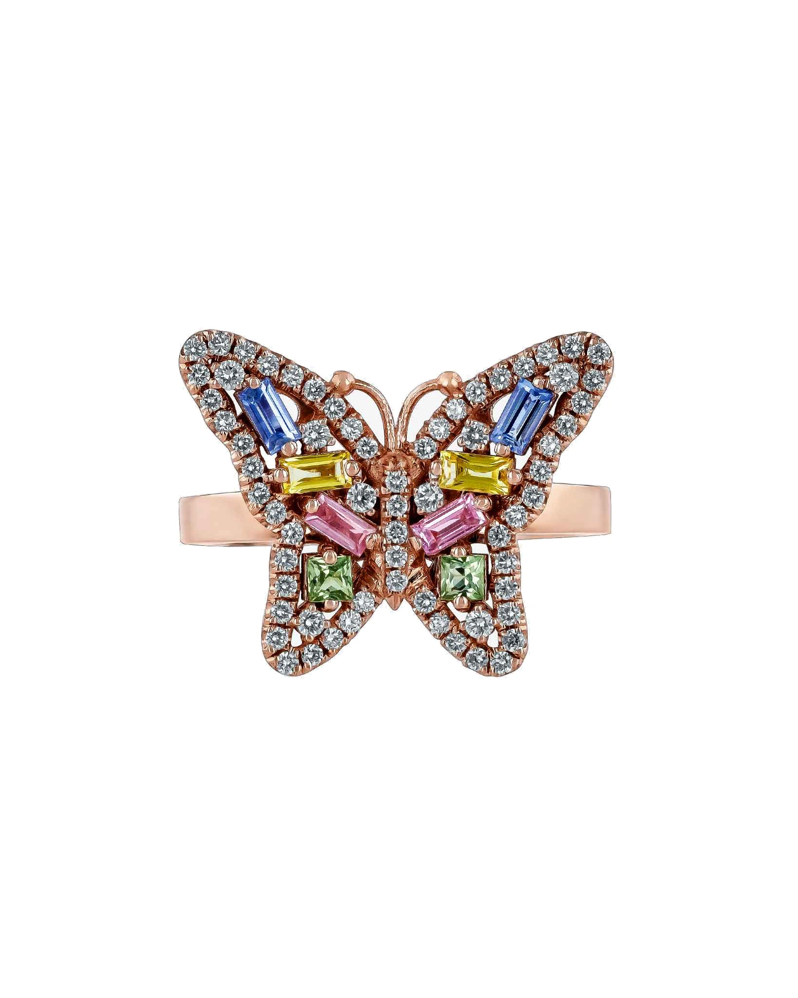 Suzanne Kalan Bold Small Butterfly Pastel Sapphire Ring in 18K Rose Gold Suzanne Kalan Bold Small Butterfly Pastel Sapphire Ring in 18K Rose Gold | Fine Rings | Coveti