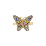 Suzanne Kalan Bold Small Butterfly Pastel Sapphire Ring in 18K Yellow Gold | Fine Rings | Coveti