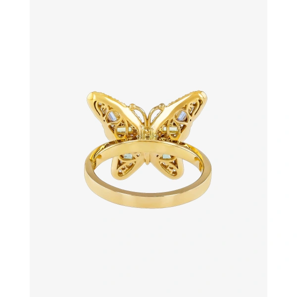 Suzanne Kalan Bold Small Butterfly Pastel Sapphire Ring in 18K Yellow Gold | Fine Rings | Coveti