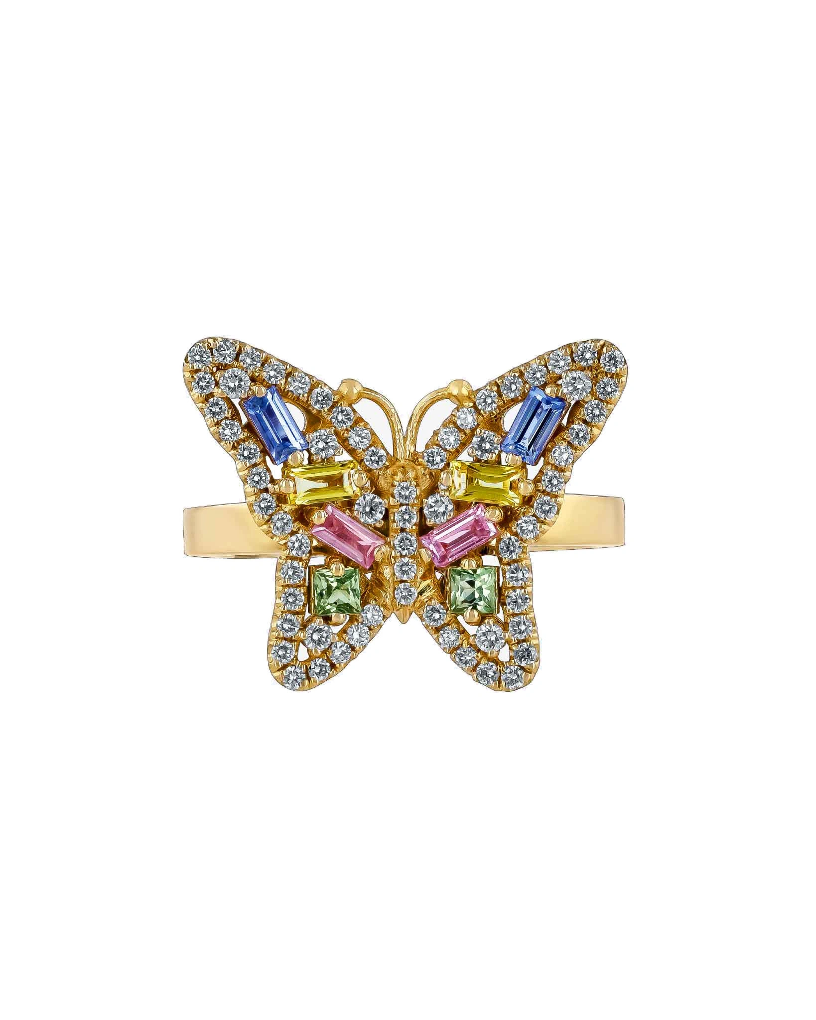 Suzanne Kalan Bold Small Butterfly Pastel Sapphire Ring in 18K Yellow Gold Suzanne Kalan Bold Small Butterfly Pastel Sapphire Ring in 18K Yellow Gold | Fine Rings | Coveti