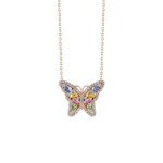 Suzanne Kalan Bold Small Butterfly Pendant in 18K Rose Gold, Pastel Sapphire | Fine Necklaces | Coveti