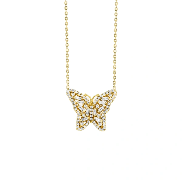 Suzanne Kalan Bold Small Butterfly Pendant in 18K Yellow Gold | Fine Necklaces | Coveti