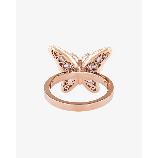Suzanne Kalan Bold Small Butterfly Pink Sapphire Ring in 18K Rose Gold | Fine Rings | Coveti
