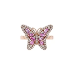 Suzanne Kalan Bold Small Butterfly Ring in 18K Rose Gold, Pink Sapphire | Fine Rings | Coveti
