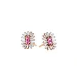 Suzanne Kalan Bold Spark Pink Sapphire Studs in 18K Rose Gold | Fine Earrings | Coveti