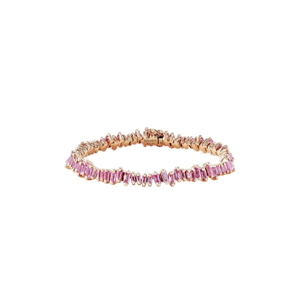Bold Tennis Bracelet in 18K Rose Gold, Pink Sapphire