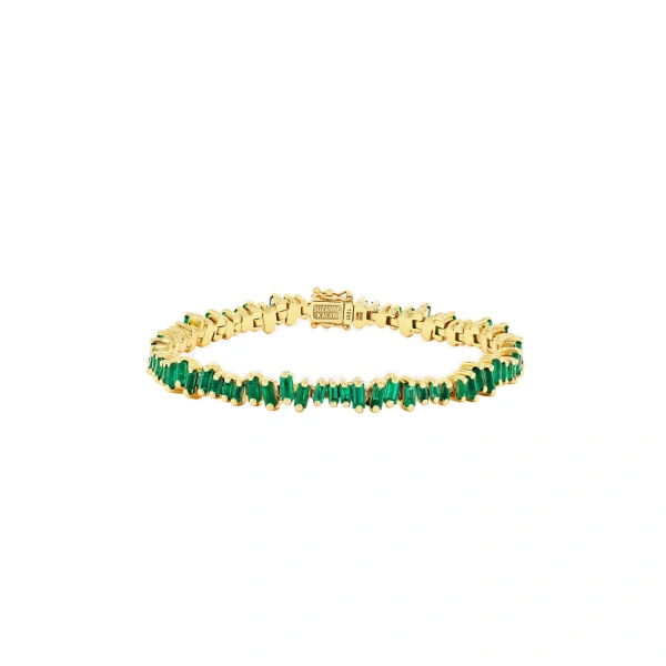 Bold Tennis Bracelet in 18K Yellow Gold, Emerald