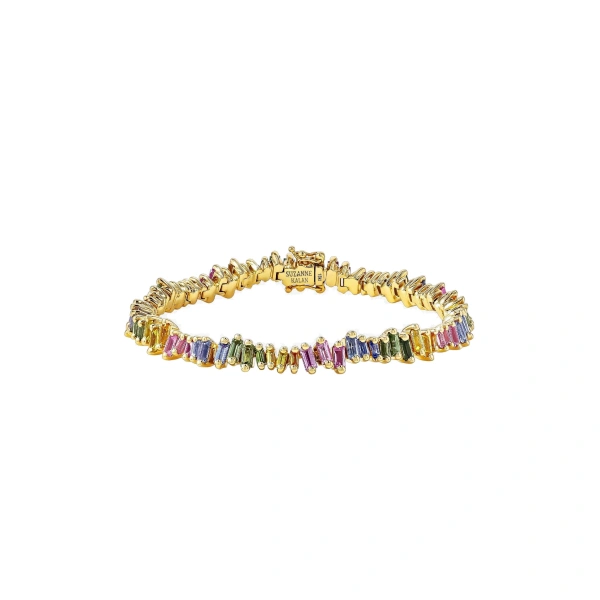 Suzanne Kalan Bold Tennis Bracelet in 18K Yellow Gold, Pastel Sapphire | Fine Bracelets | Coveti