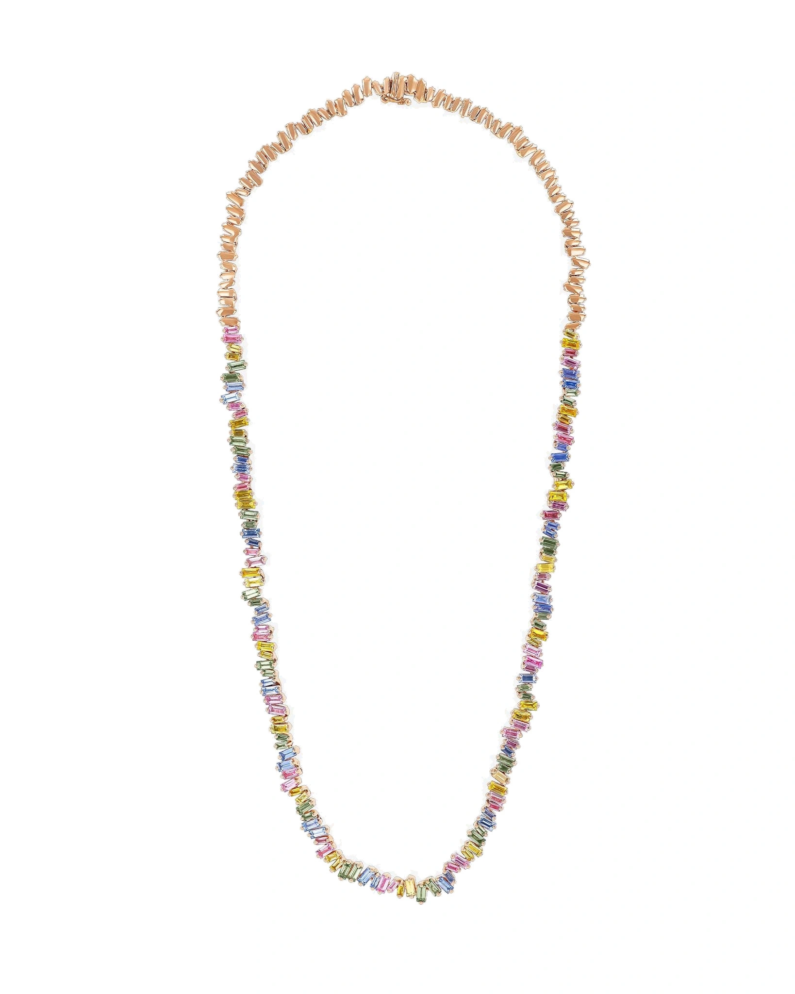 Suzanne Kalan Bold Tennis Necklace in 18K Rose Gold, Pastel Sapphire Suzanne Kalan Bold Tennis Necklace in 18K Rose Gold, Pastel Sapphire | Fine Necklaces | Coveti