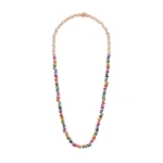 Suzanne Kalan Bold Tennis Necklace in 18K Rose Gold, Rainbow Sapphire | Fine Necklaces | Coveti