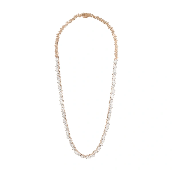 Suzanne Kalan Bold Tennis Necklace in 18K Rose Gold | Fine Necklaces | Coveti