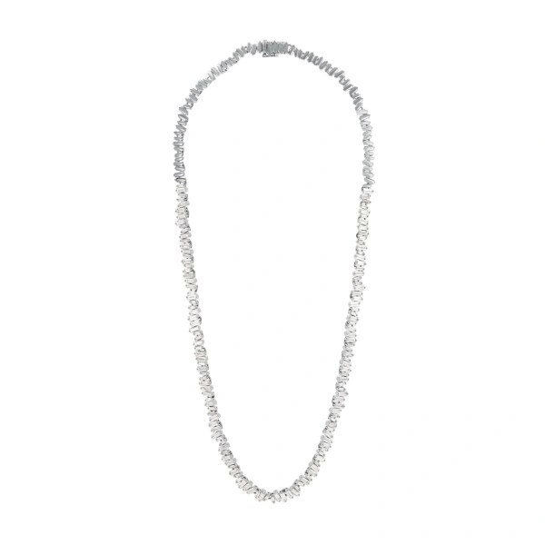 Suzanne Kalan Bold Tennis Necklace in 18K White Gold | Fine Necklaces | Coveti