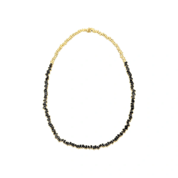 Suzanne Kalan Bold Tennis Necklace in 18K Yellow Gold, Black Sapphire | Fine Necklaces | Coveti