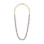 Suzanne Kalan Bold Tennis Necklace in 18K Yellow Gold, Rainbow Sapphire | Fine Necklaces | Coveti