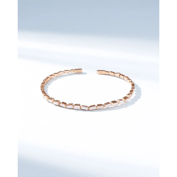 Suzanne Kalan Bold Thin Diamond Bangle in 18K Rose Gold | Fine Bracelets | Coveti