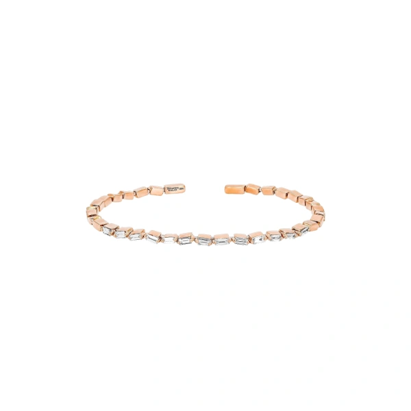 Suzanne Kalan Bold Thin Diamond Bangle in 18K Rose Gold | Fine Bracelets | Coveti