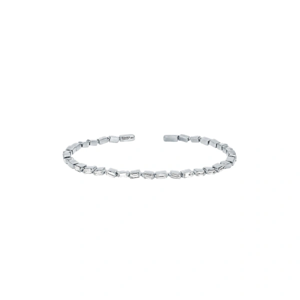 Bold Thin Diamond Bangle in 18K White Gold