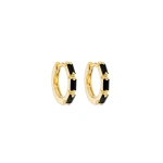 Suzanne Kalan Bold Triple Black Sapphire Huggies in 18K Yellow Gold | Fine Earrings | Coveti