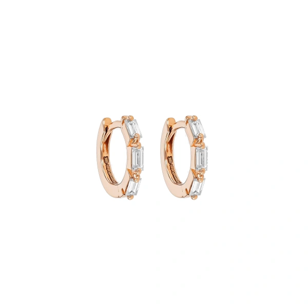 Suzanne Kalan Bold Triple Huggies in 18K Rose Gold | Fine Earrings | Coveti
