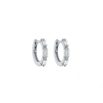 Suzanne Kalan Bold Triple Huggies in 18K White Gold | Fine Earrings | Coveti